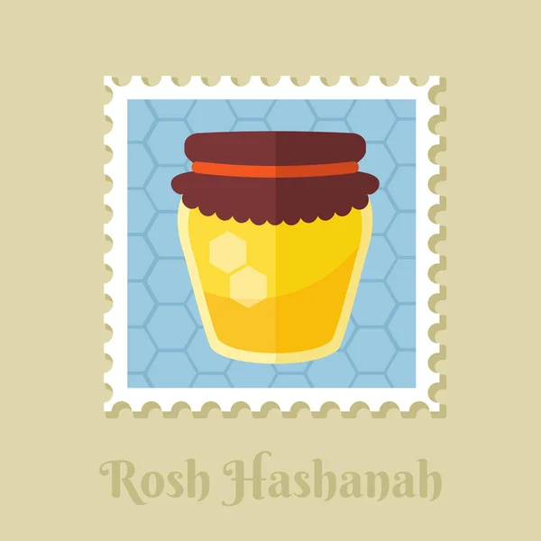 Pot Miel Rosh Hashanah Timbre Shana Tova Bonne Douce Année — Image vectorielle