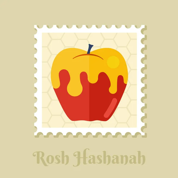 Elma Tatlım Rosh Hashanah Damgası Shana Tova Branice Tatlı Mutlu — Stok Vektör