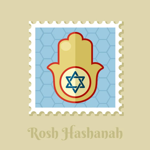 Main Hamsa Rosh Hashanah Timbre Shana Tova Bonne Douce Année — Image vectorielle