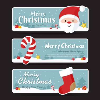 Noel afiş kümesi. Mutlu Noeller ve mutlu yeni yıl. Vektör çizim. EPS 10