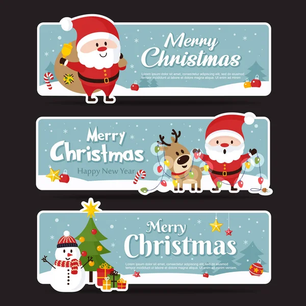 Conjunto Banner Natal Feliz Natal Feliz Ano Novo Ilustração Vetorial —  Vetores de Stock