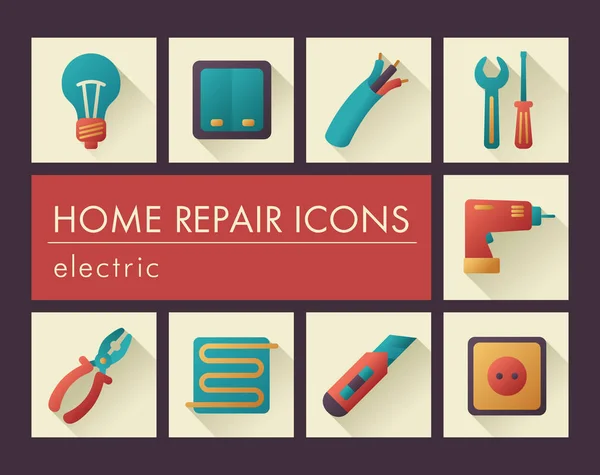 Reparación del hogar, iconos eléctricos — Vector de stock