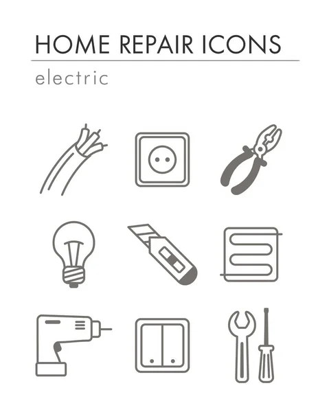Reparación del hogar, iconos eléctricos — Vector de stock