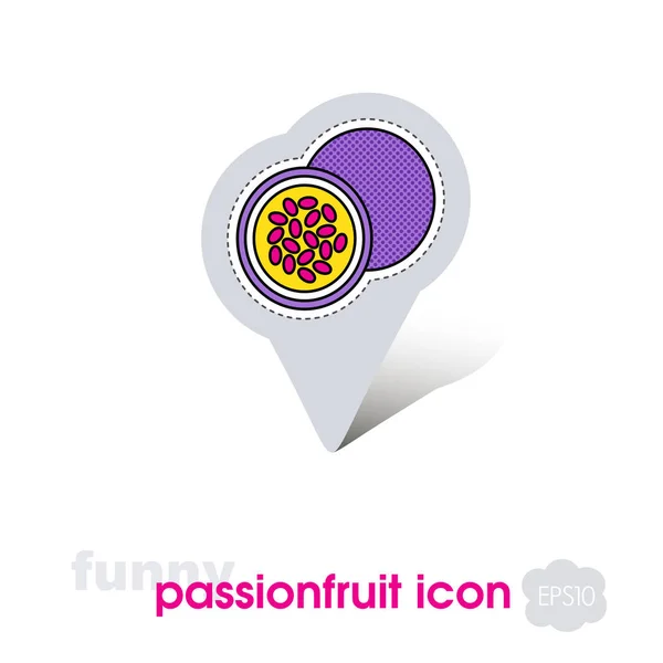 Passionfruit pin map icon. Passionfruit fruit — Stock Vector