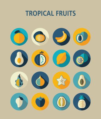Tropikal meyve simgeleri seti