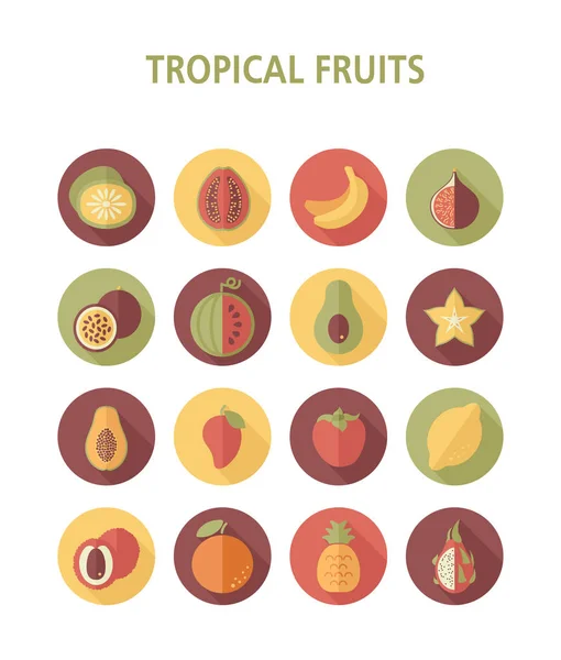 Тропические фруктовые иконы — стоковый вектор