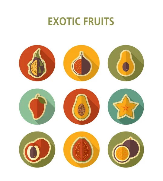 Exotische Früchte Ikonen gesetzt — Stockvektor
