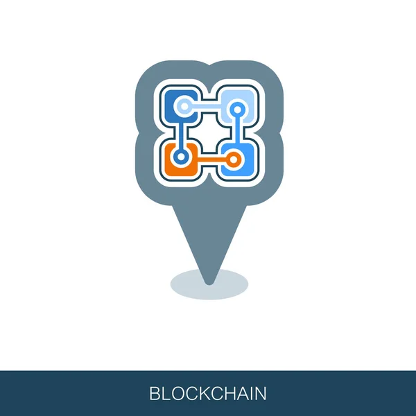 Blockchain Vektor Pin Map Symbol — Stockvektor