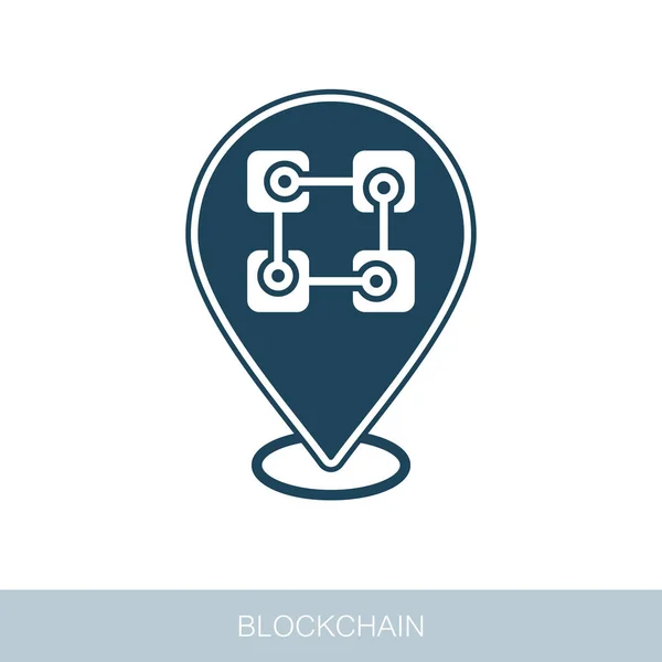 Blockchain Vektor Pin Map Symbol — Stockvektor