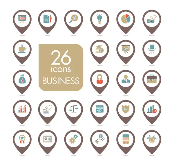 Business en Financiën Web overzicht PIN kaart icon set — Stockvector