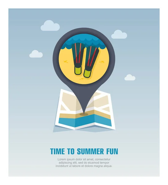 Flippers pin icône de carte. L'été. Vacances — Image vectorielle