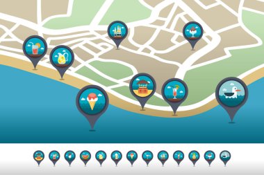 Haritada bulunan bar plaj pin haritası simgesi