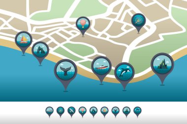 Haritada bulunan gezi deniz pin ikonu