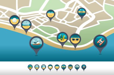 Haritada bulunan plaj etkinliği pin haritası simgesi