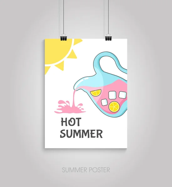 Letnia karta plakatu. Gorące lato — Wektor stockowy