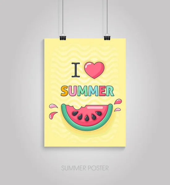 Tarjeta de cartel de verano. Me encanta el verano — Vector de stock