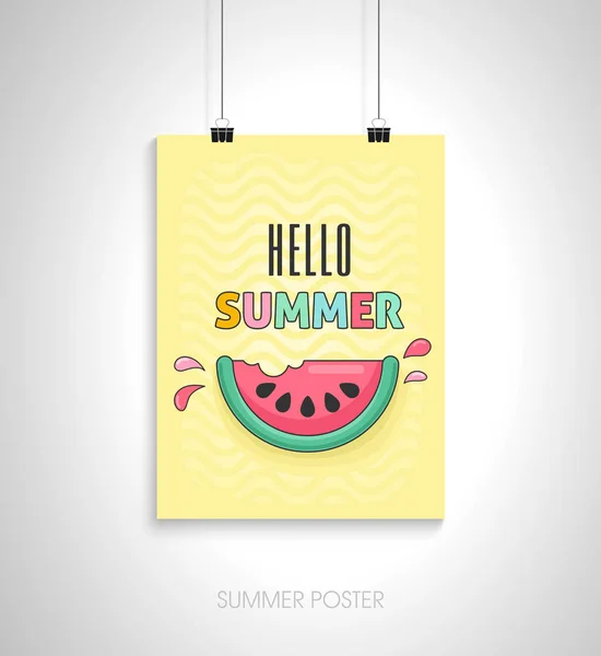 Tarjeta de cartel de verano. Hola verano — Archivo Imágenes Vectoriales