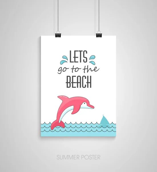 夏季海报卡。我们去海滩吧 — 图库矢量图片