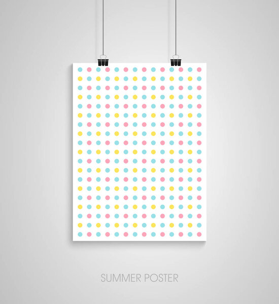 Summer poster with colored dots. Vector pattern