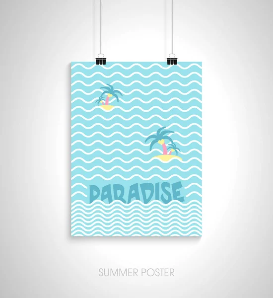 夏のポスターカード。楽園 — ストックベクタ