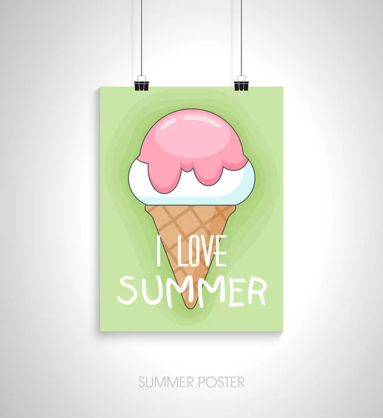 Κάρτα καλοκαιρινής πόστερ. Λατρεύω το καλοκαίρι — Διανυσματικό Αρχείο