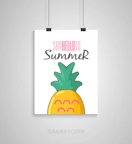 パイナップルの夏のポスター。夏に挨拶する — ストックベクタ