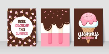 Yaz afiş kartı. Bu yaz daha fazla dondurma