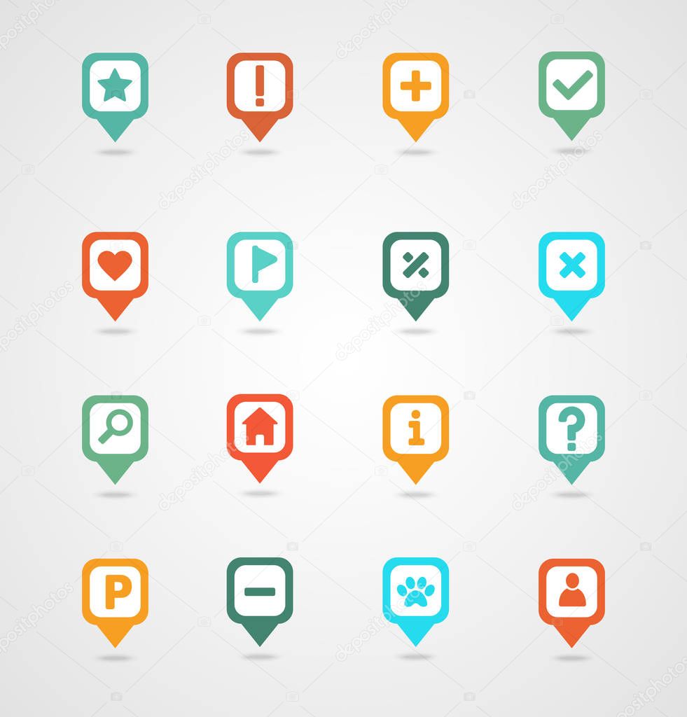 Pin map icon set. Map pointer. Map markers