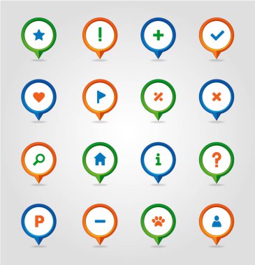 Harita simgesi kümesini sabitleyin. Harita işaretçisi. Harita işaretçileri