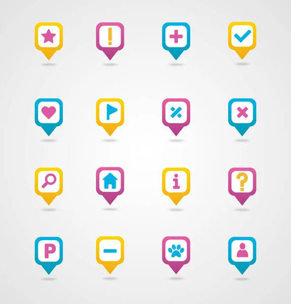 PIN kaart icon set. Kaart aanwijzer. Kaart markeringen — Stockvector