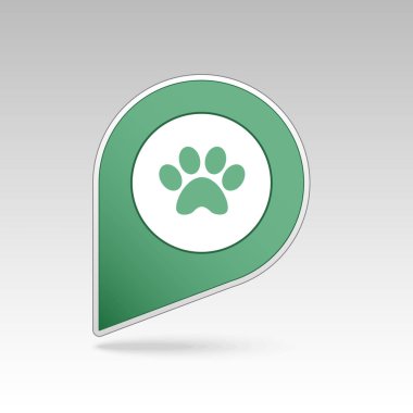 Köpek pençe pin harita simgesi. Harita işaretçisi. Harita işaretçileri