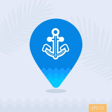 Çapa pin haritası simgesi. Yaz. Tatil