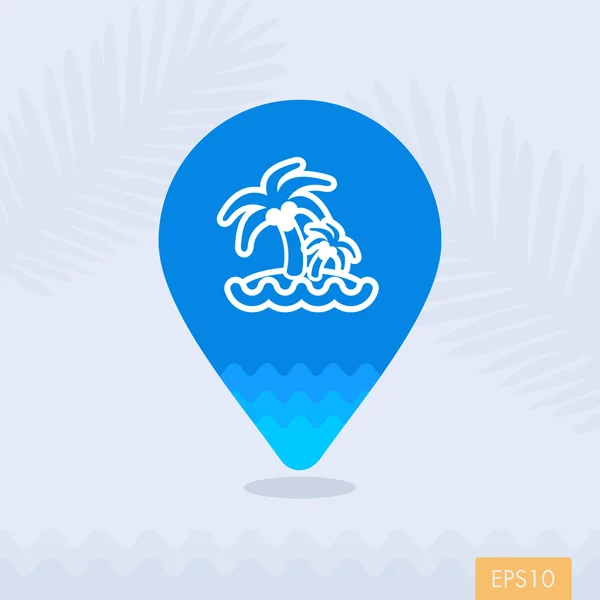 Isla palmeras pin mapa icono. Verano. Vacaciones — Vector de stock