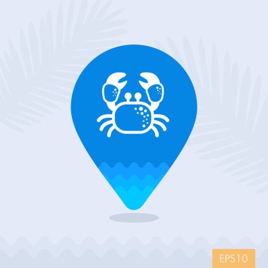 Yengeç PIN harita simgesi. Yaz. Tatil