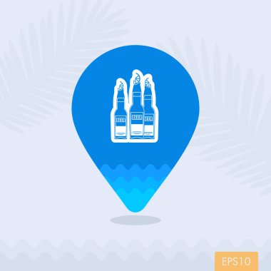 Bira şişesi pin harita simgesi. Yaz. Tatil