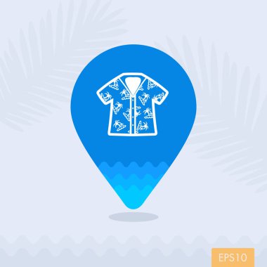 Hawaiian gömlek palmiye ağacı PIN harita simgesi. Tatil