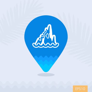 Deniz PIN harita simgesini kayalarda. Yaz. Tatil