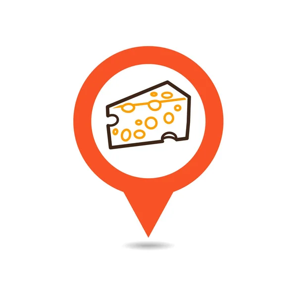 Piece of cheese vector pin map icon — Stock Vector