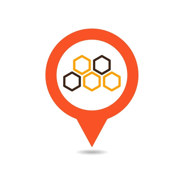 Honeycomb bee vector pin map icon — Stock Vector