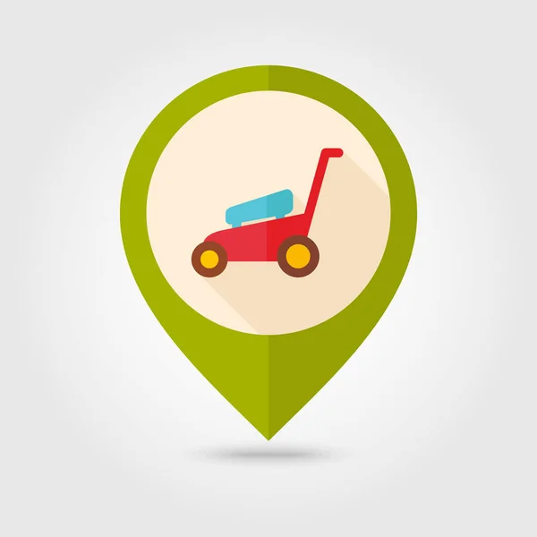 Lawn Mowers flat vector pin map icon, garden — Stock Vector