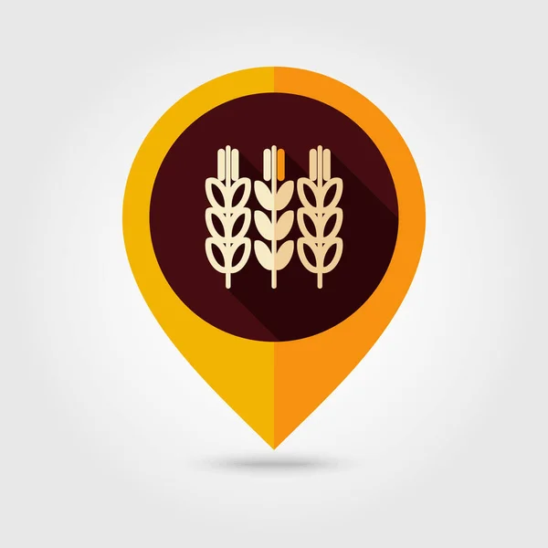 Spikelety a zrna z pšenice o ploché mapě, ikona — Stockový vektor