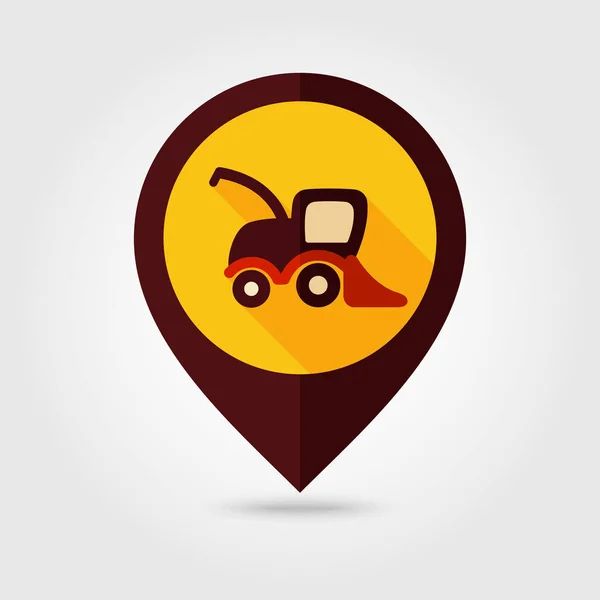 Combine harvester flat vector pin map icon — Stock Vector