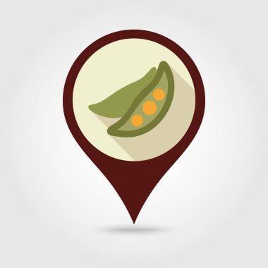 Bezelye düz PIN harita simgesi. Sebze vektör