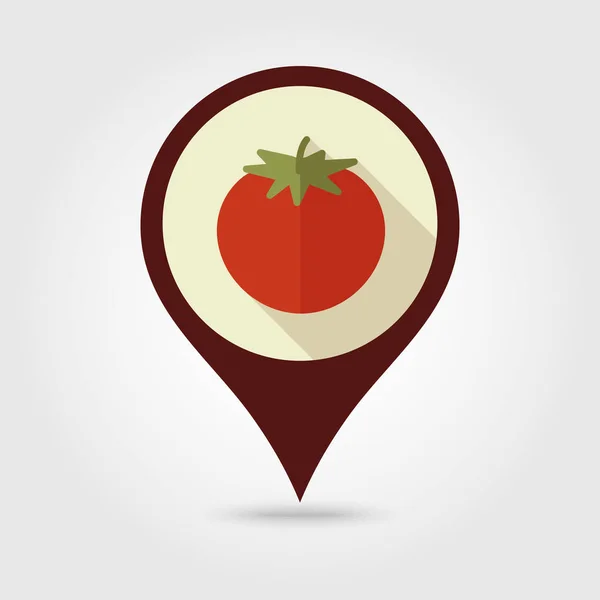 Icône de carte à broches plates tomate. Vecteur de légumes — Image vectorielle