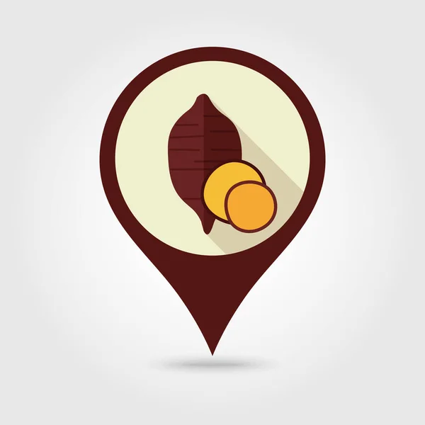 Sweet potato plano pin mapa icono. Batata. Hortalizas — Vector de stock