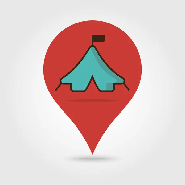 Tienda vector pin mapa icono. Ubicación del camping — Vector de stock