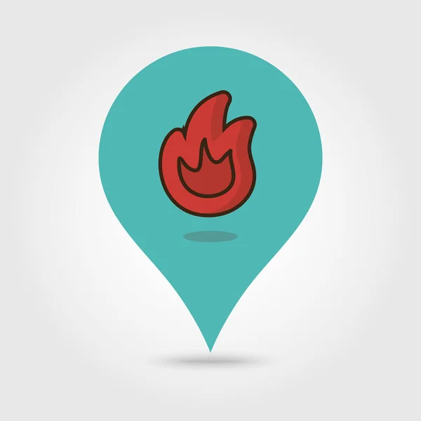 Icona del pin mappa vettoriale del fuoco — Vettoriale Stock