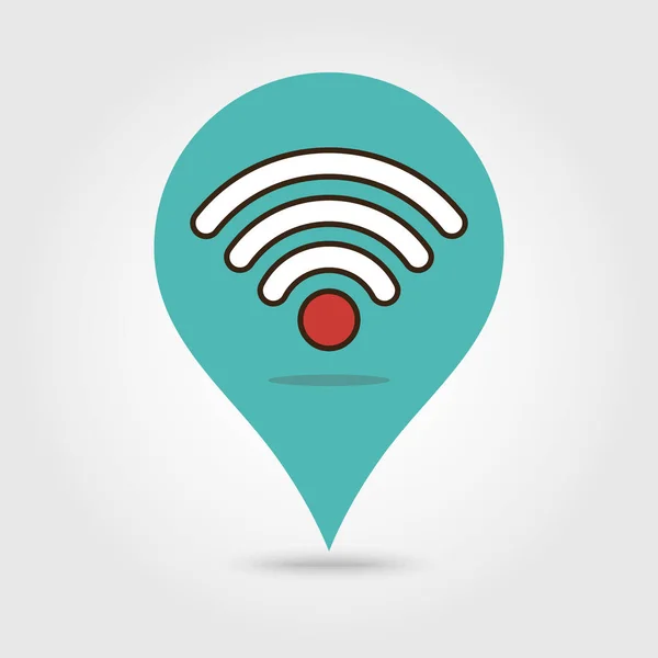 Mapa marcador con señal Wifi icono mapa pin — Vector de stock
