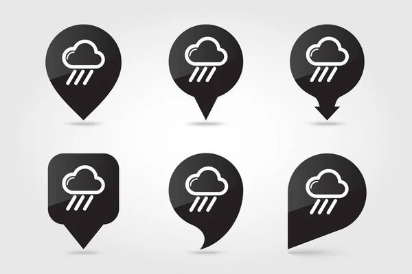 Rain Cloud pin map icon. Downpour. Weather — Stock Vector