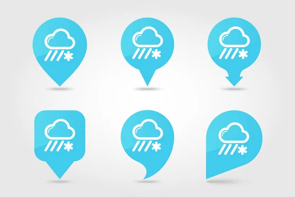 Cloud Snow Rain pin map icon. Meteorology. Weather — Stock Vector